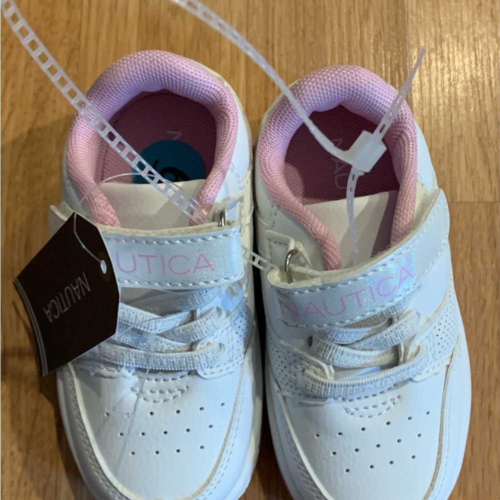 Nautica Kids White and Pink Sneakers